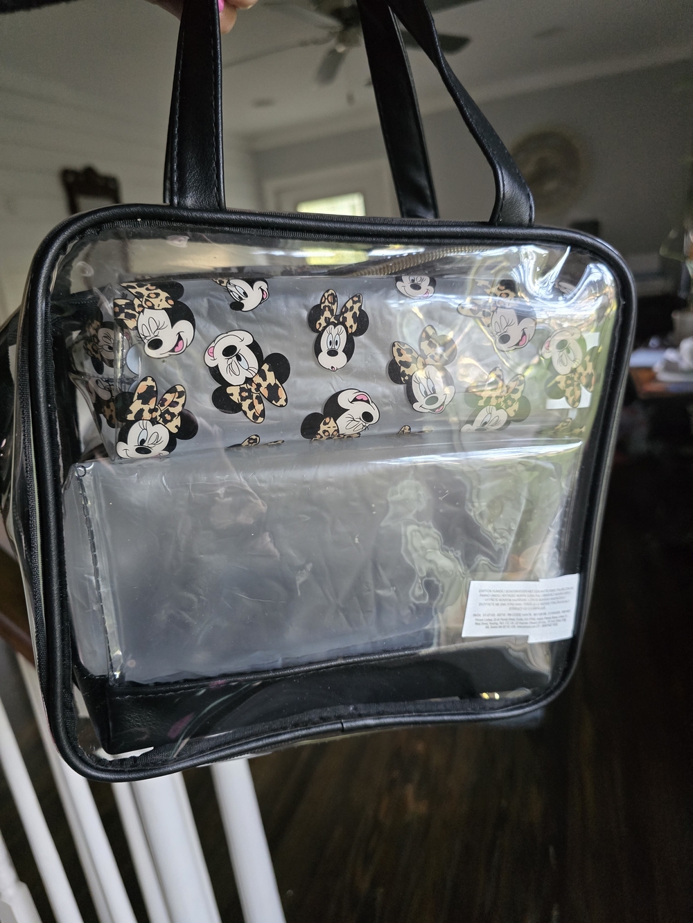 Disney Minnie Mouse Clear Tote Bag - Black with Leopard Print Accents - Picture 2 of 3